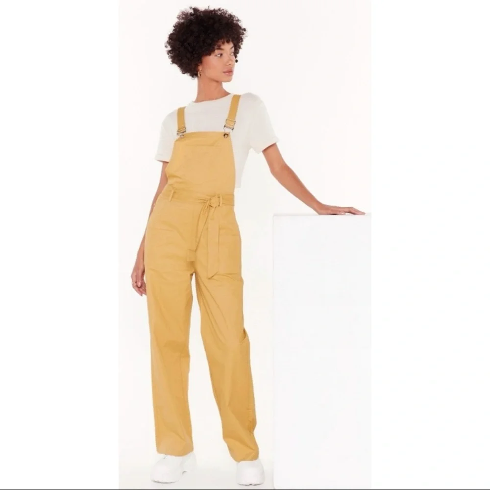 Nasty Gal Mustard Yellow Wide-Leg Overalls - Picture 11 of 11